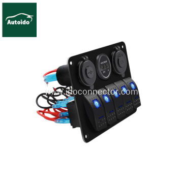 5 Gang Toggle Switch Panel 12V-24V Dual USB